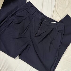 Zara Men's Dark Navy Pleated Chinos